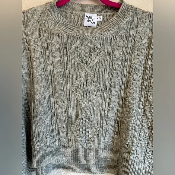 Princess Polly The Stan Gray Cropped Cable Knit Sweater M/L - Picture 6 of 10